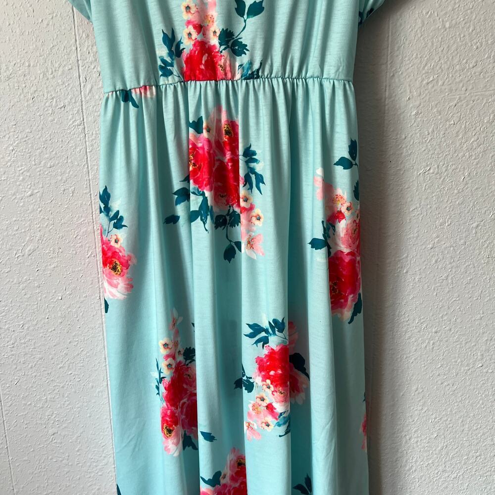 OUGES Floral Midi Dress Women XL CutOut Back Cotton Stretch Party Beach Festival - Picture 5 of 15